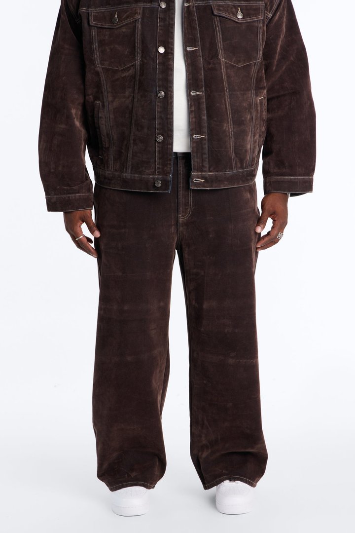 Baggy Studio Flocked Jean - Dark Brown