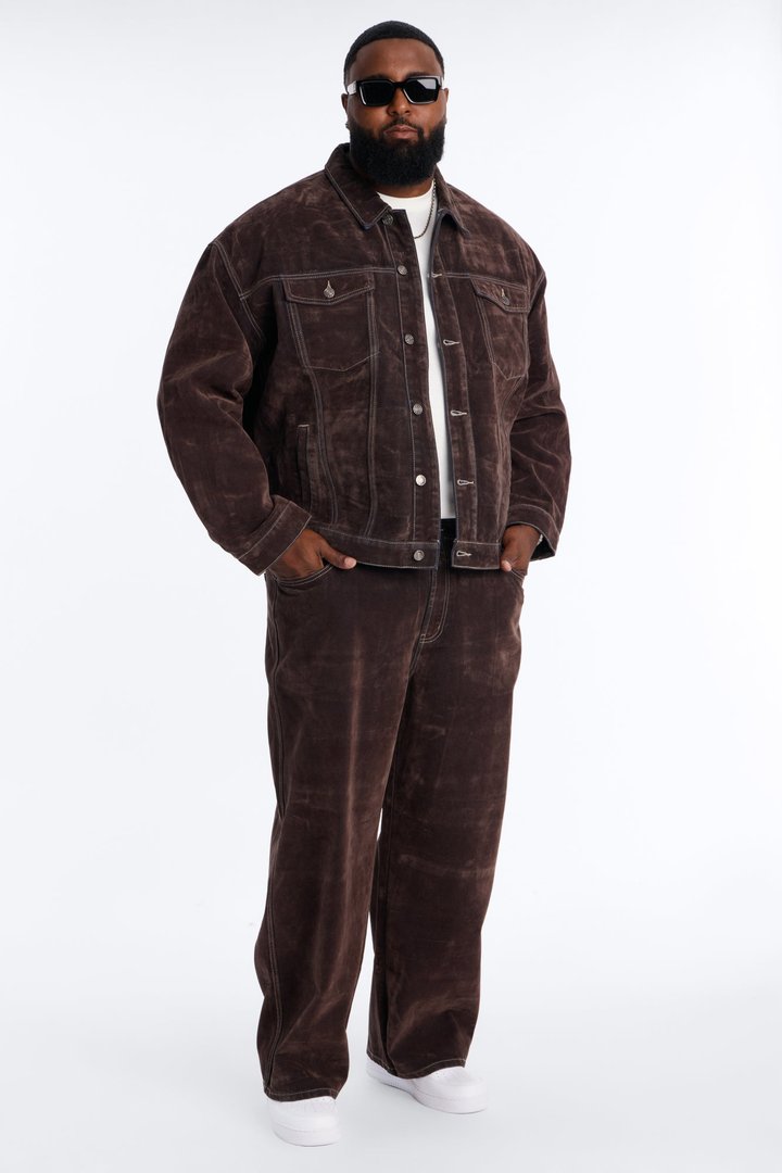 Baggy Studio Flocked Jean - Dark Brown