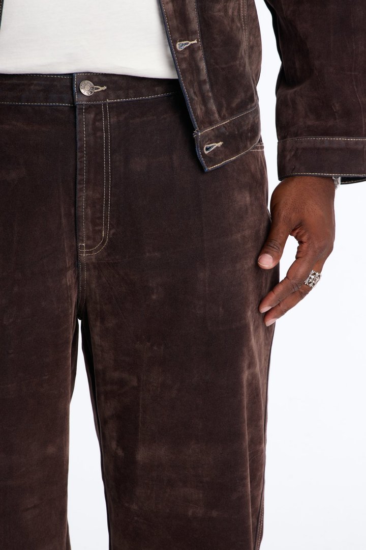 Baggy Studio Flocked Jean - Dark Brown