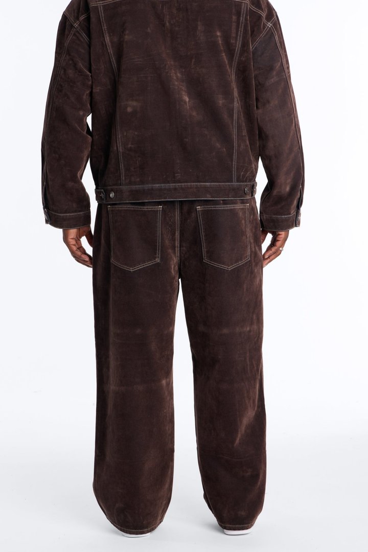 Baggy Studio Flocked Jean - Dark Brown