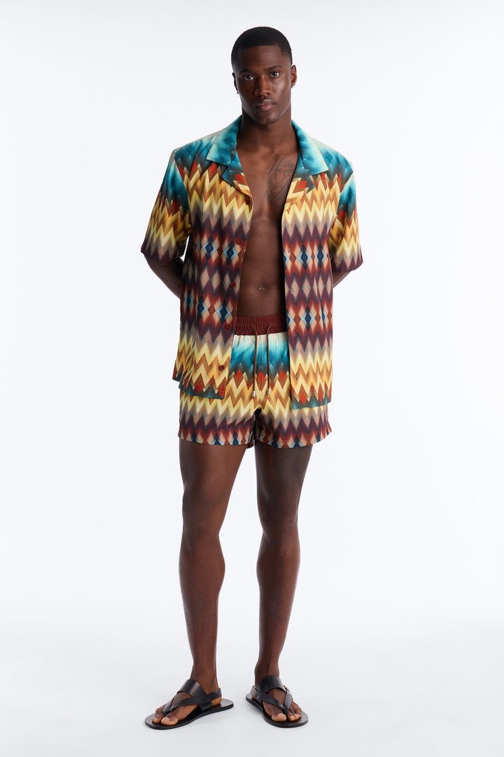 Geometric Blur Swim Trunk 4″ - Multi Color