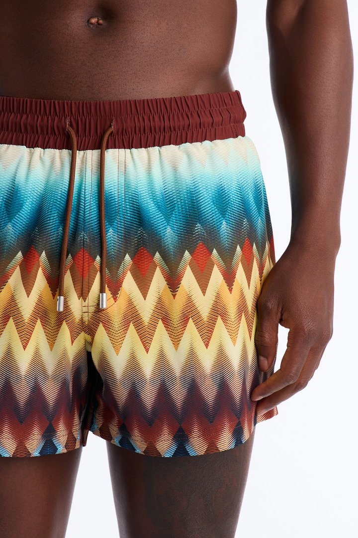 Geometric Blur Swim Trunk 4″ - Multi Color