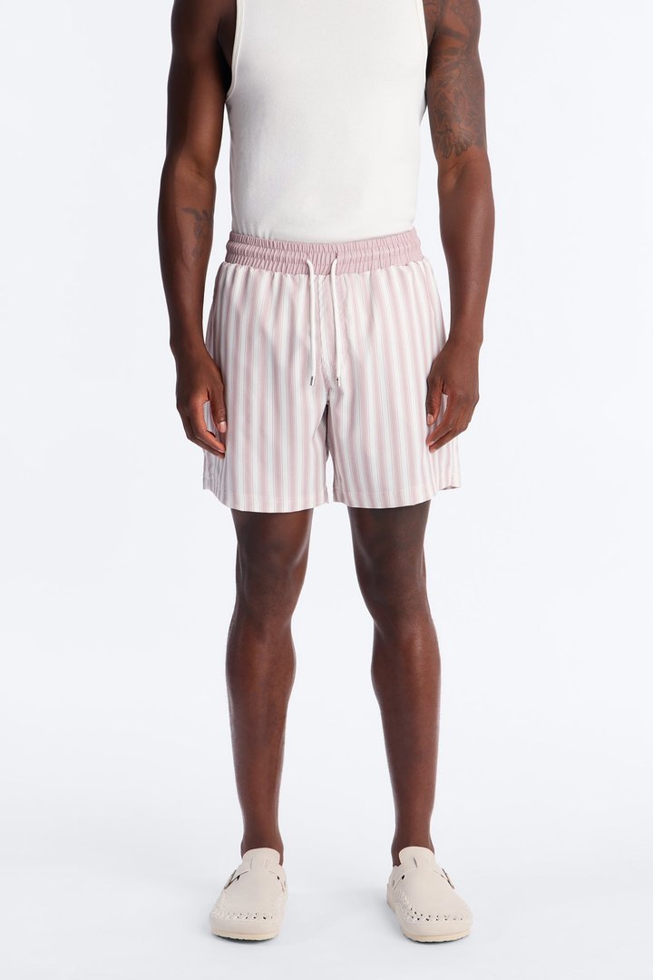 Striped Cabana Swim Trunk 7″ - Pink/combo
