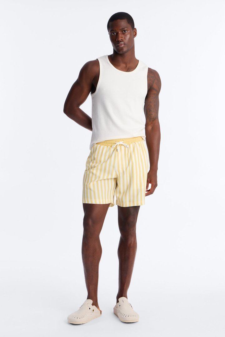 Striped Cabana Swim Trunk 7″ - Yellow/combo