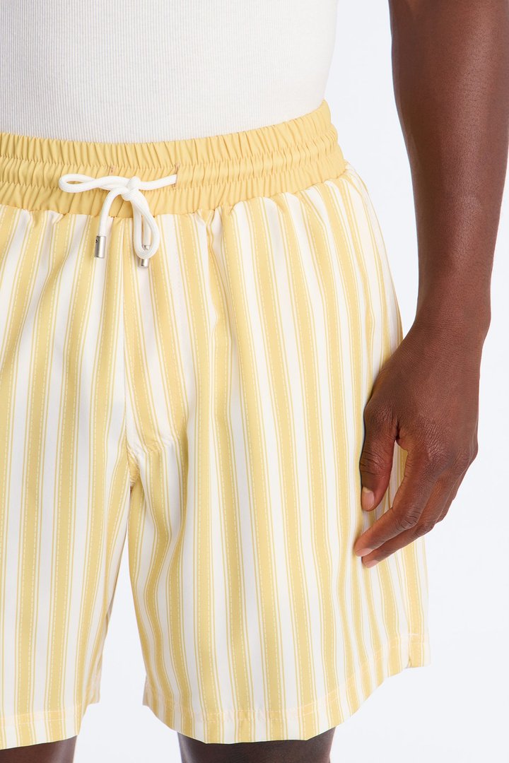 Striped Cabana Swim Trunk 7″ - Yellow/combo