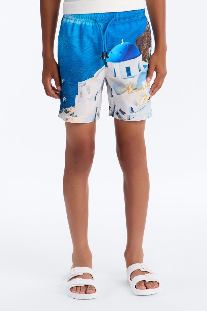 Mini Cerulean Horizons Photoreal Swim Trunk - Blue/combo