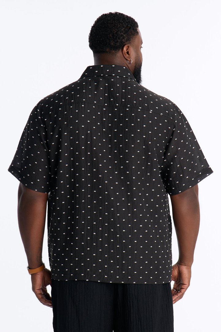 Dotted Swiss Button Up Shirt - Black/White