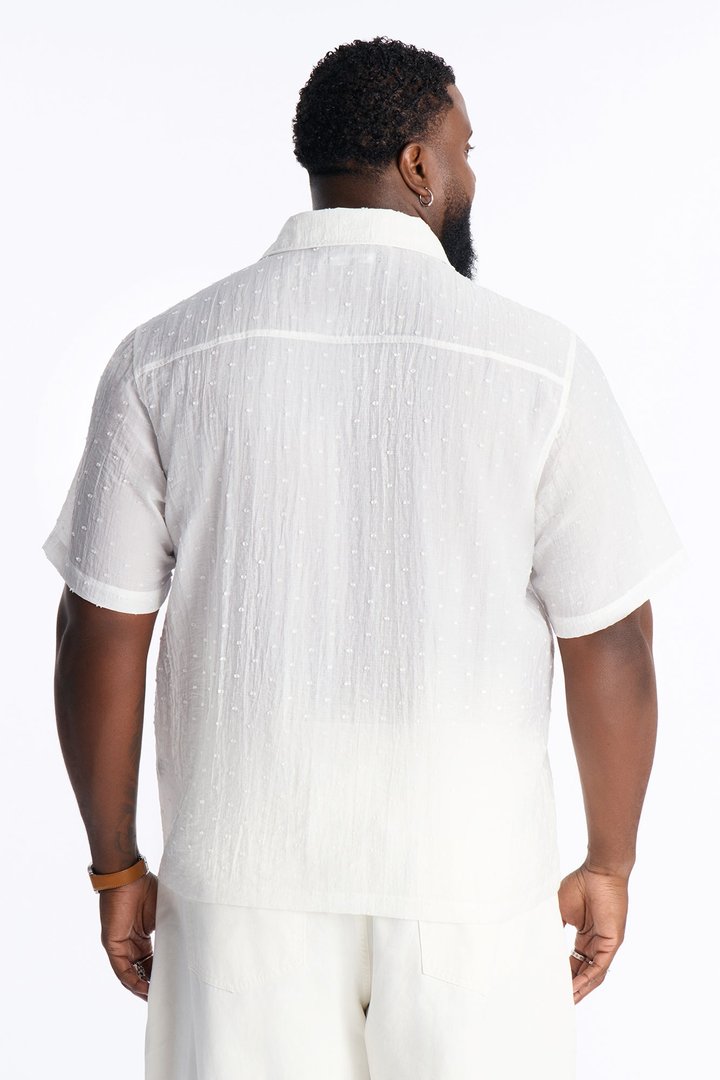 Dotted Swiss Button Up Shirt - White