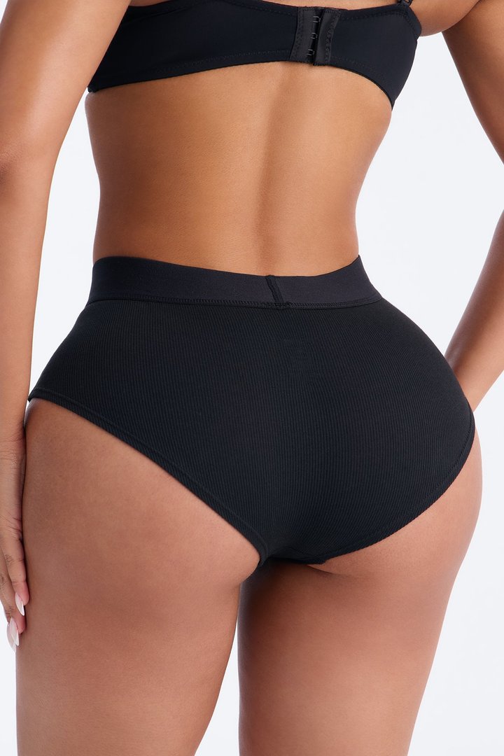 FN Mood Cotton Ribbed Full Coverage Hipster - Black