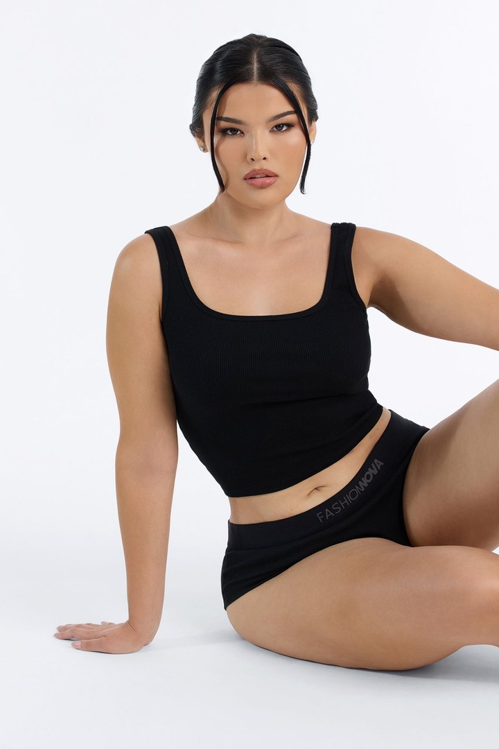 FN Mood Cotton Ribbed Full Coverage Hipster - Black