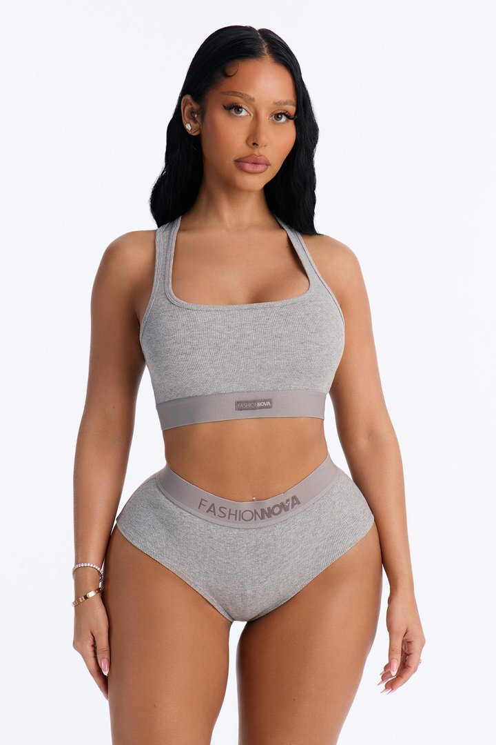 FN Mood Cotton Ribbed Full Coverage Hipster - Heather Grey