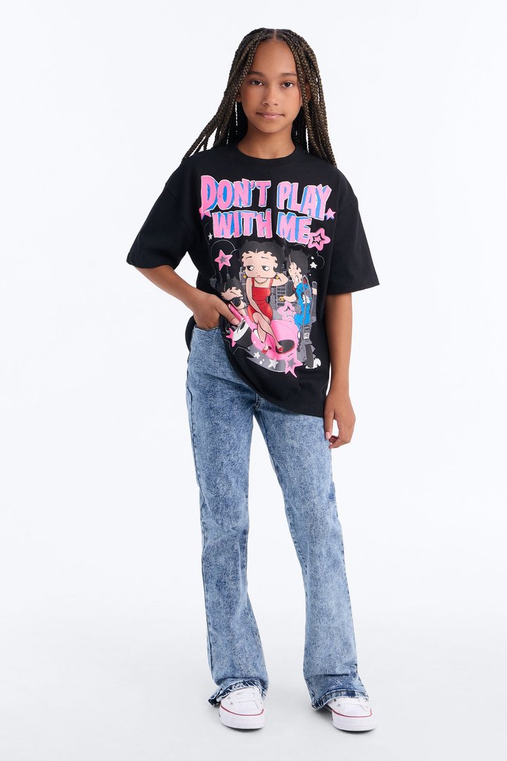 Mini Betty Boop Don't Play With Me Short Sleeve Tee - Black