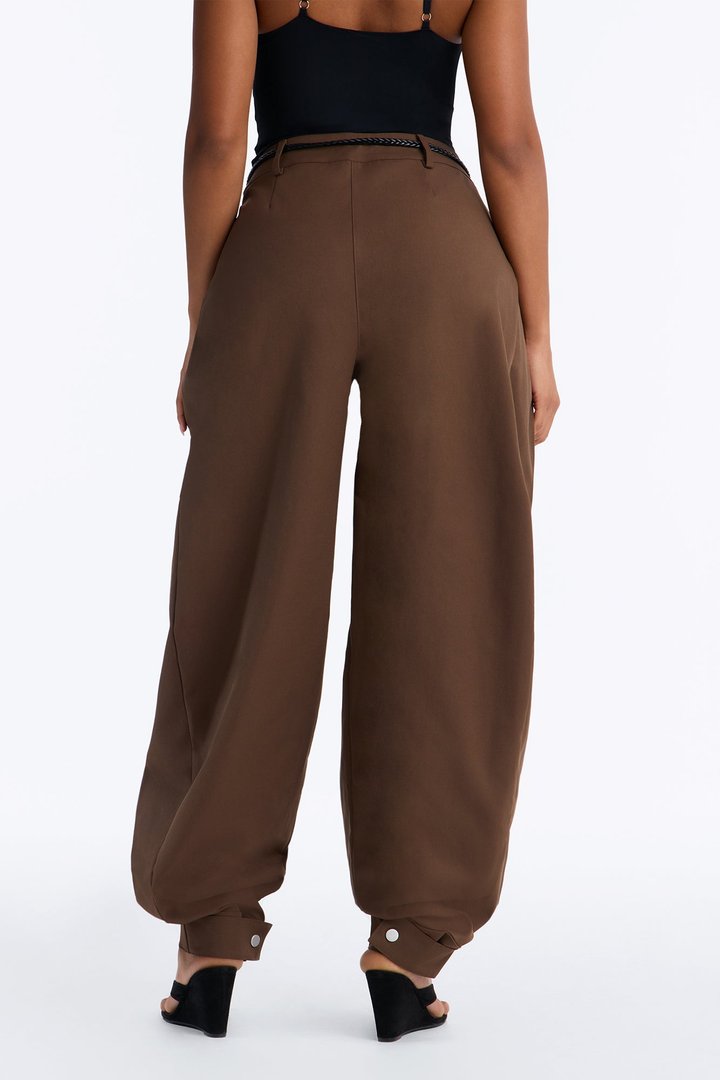 Hailey High Rise Tassel Jogger Trouser - Mocha