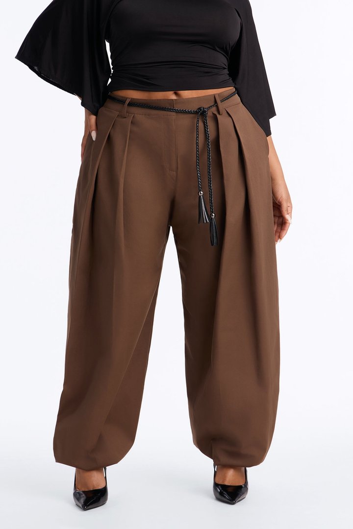 Hailey High Rise Tassel Jogger Trouser - Mocha