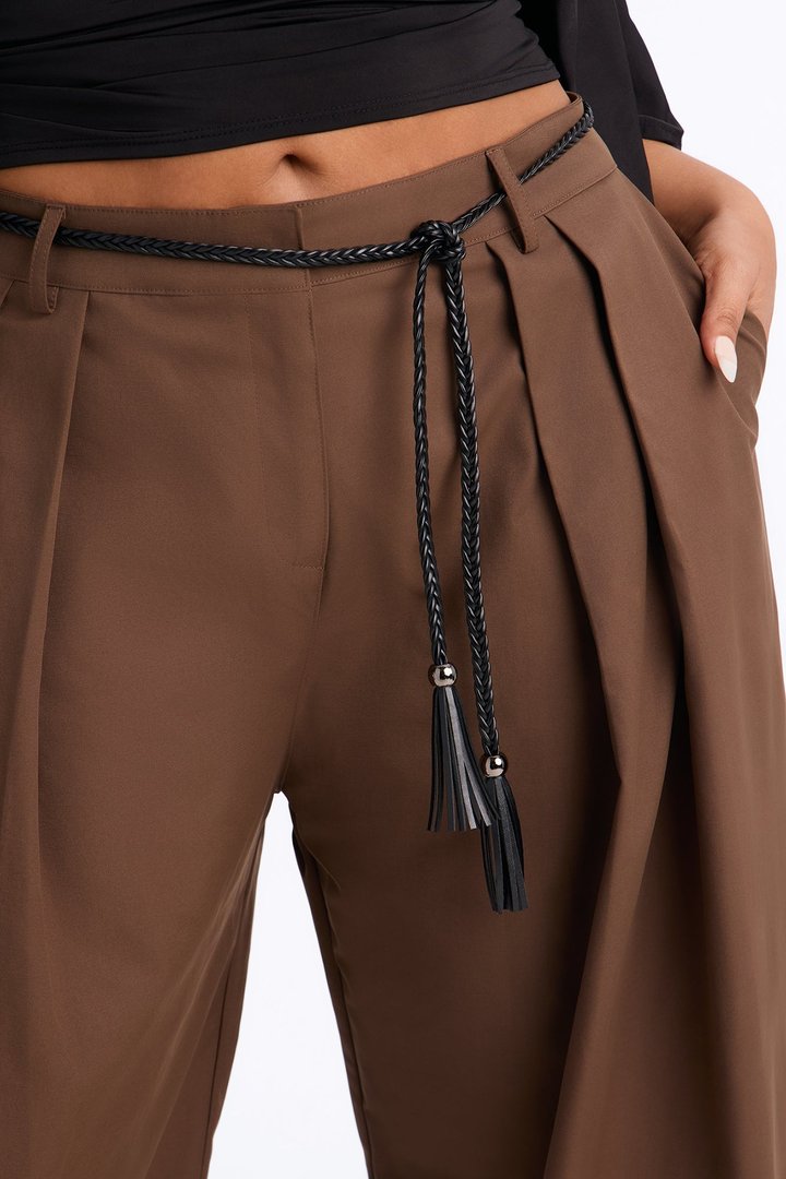 Hailey High Rise Tassel Jogger Trouser - Mocha