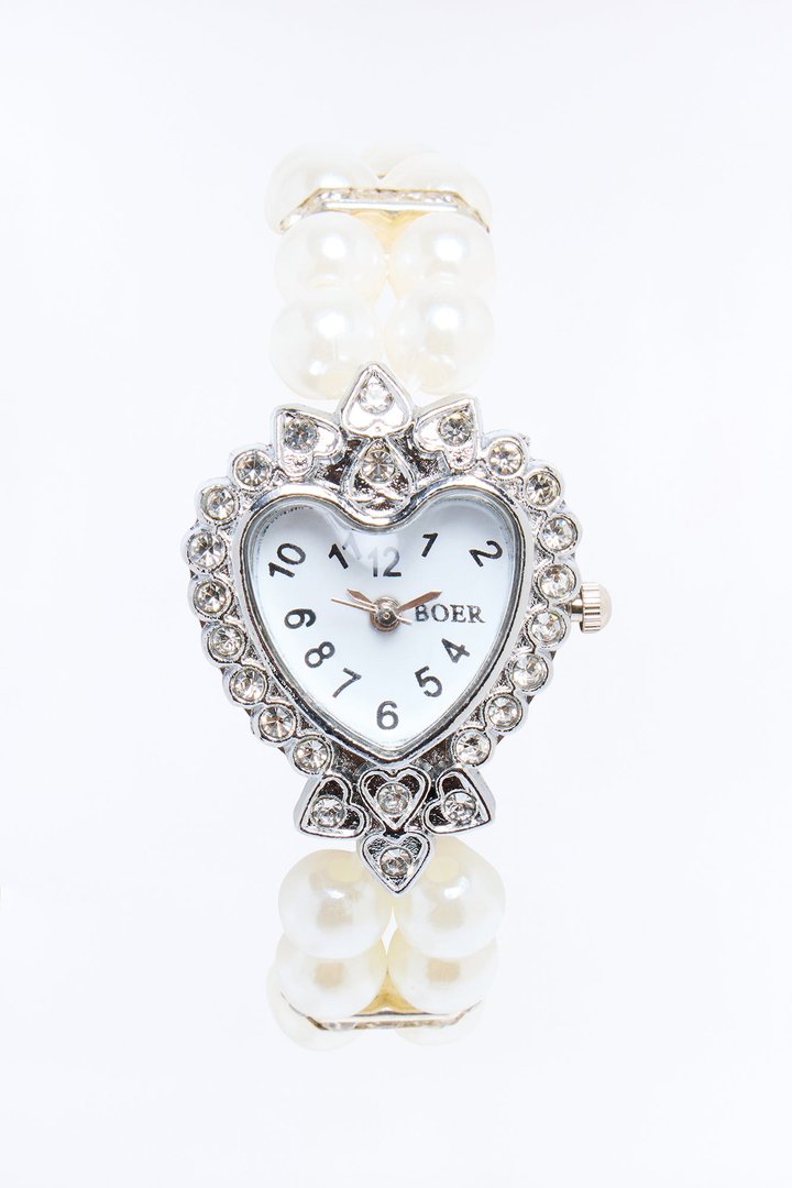 It's A Date Heart Watch - White/Silver