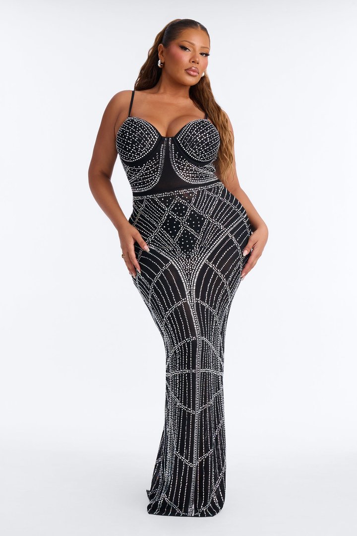 London Embellished Maxi Dress - Black