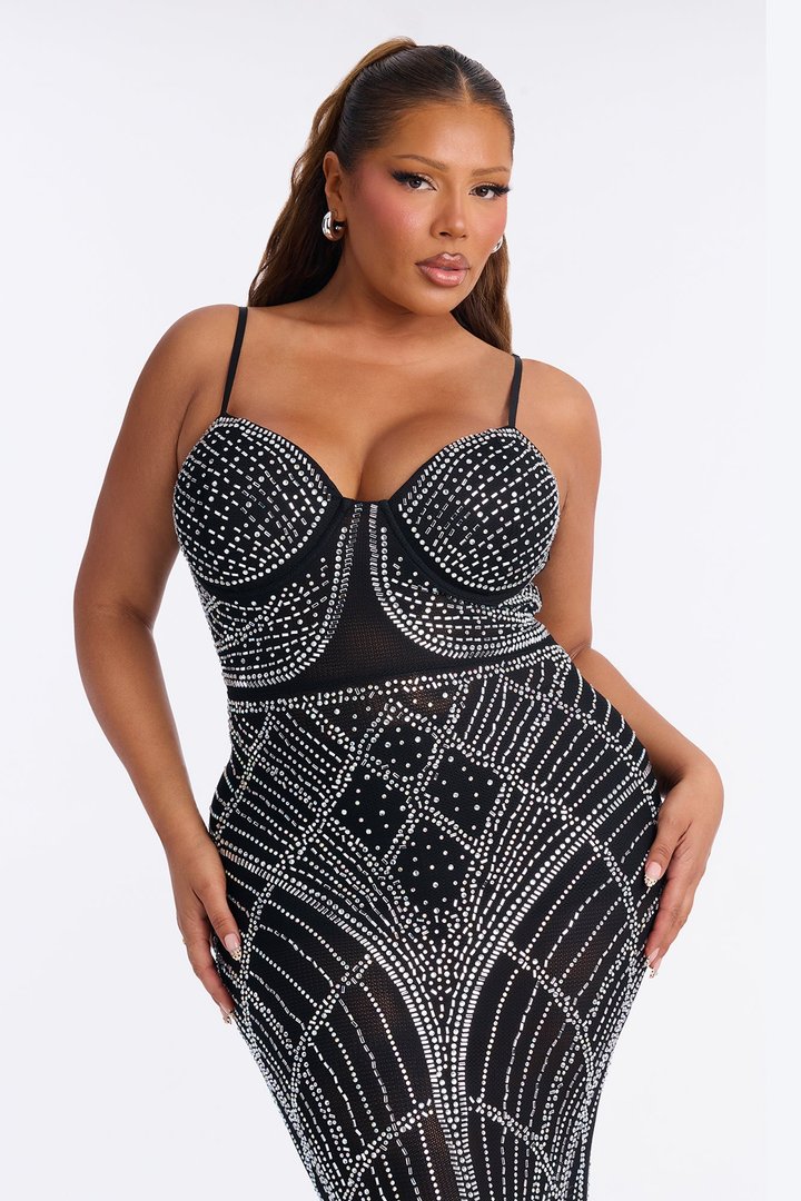 London Embellished Maxi Dress - Black