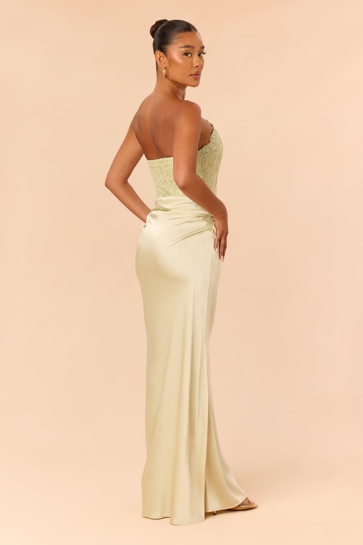 Brianna Lace Corset Maxi Dress - Sage