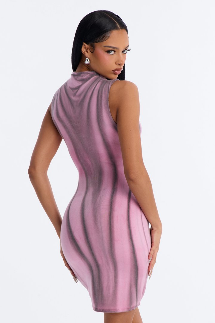 Tessa Sleeveless Abstract Mini Dress - Pink/combo