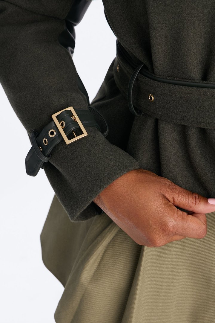 Not Too Casual Cropped Trench - Military Green