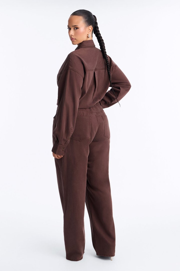 Farmer's Market Cutie Denim Jumpsuit - Chocolate