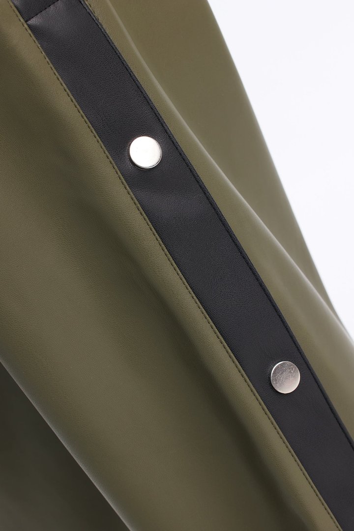 Street Feels Faux Leather Track Pant - Olive/combo