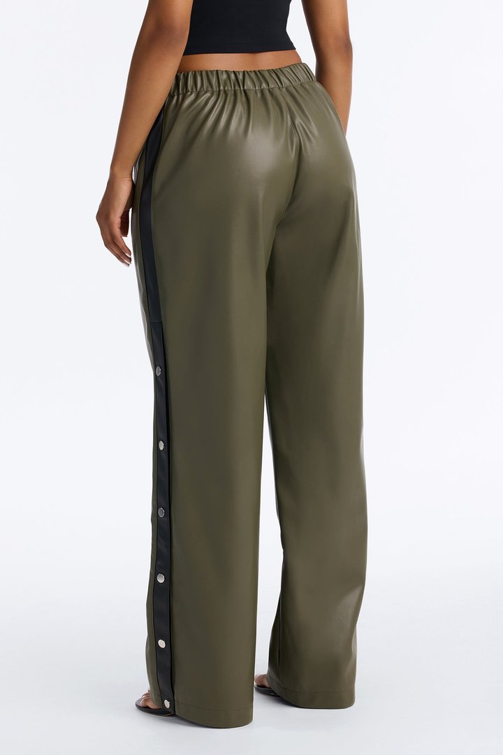 Street Feels Faux Leather Track Pant - Olive/combo