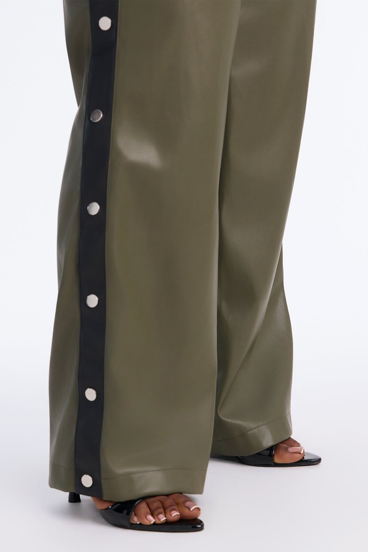 Street Feels Faux Leather Track Pant - Olive/combo