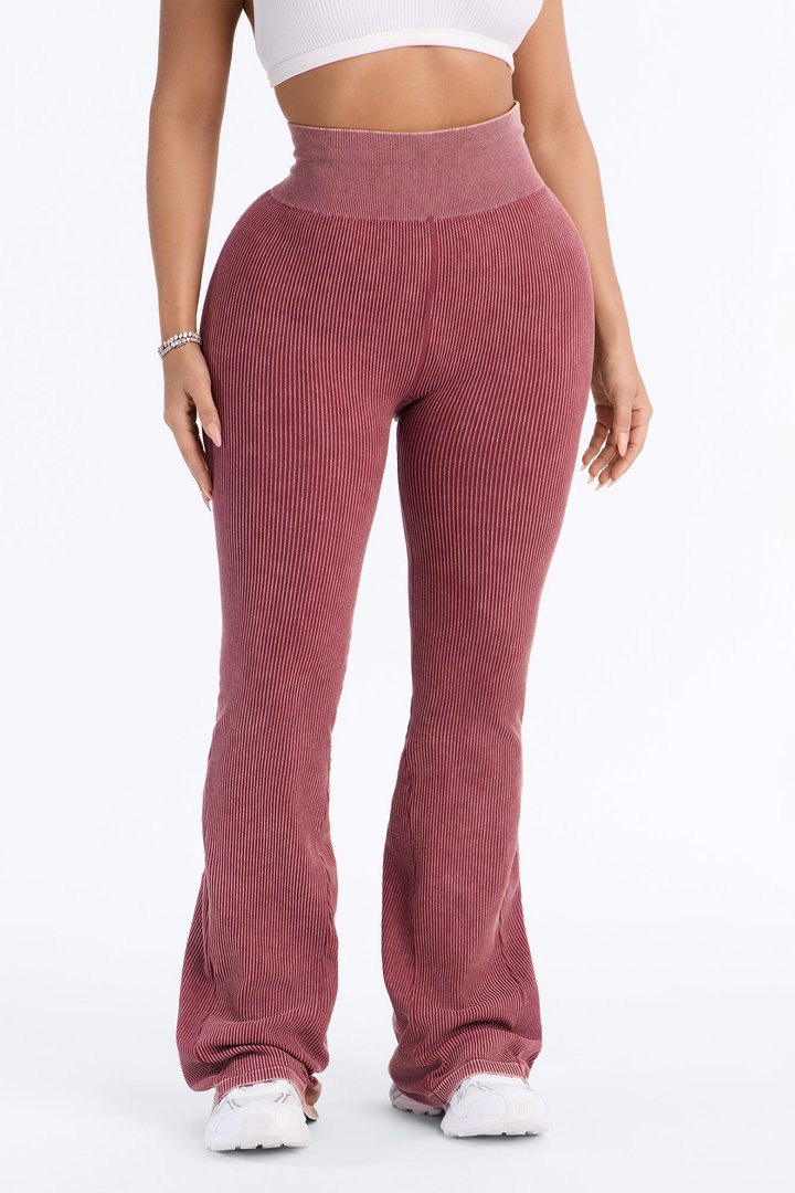 Tall Mia Ribbed Seamless Flare Pant - Sangria