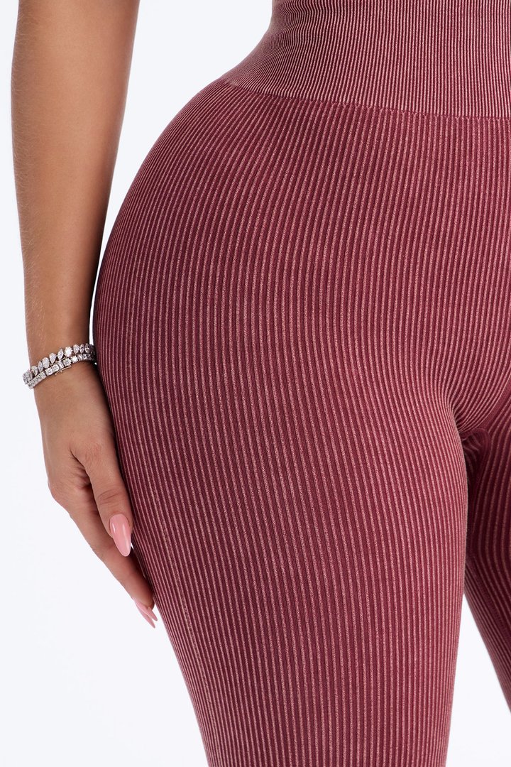 Tall Mia Ribbed Seamless Flare Pant - Sangria