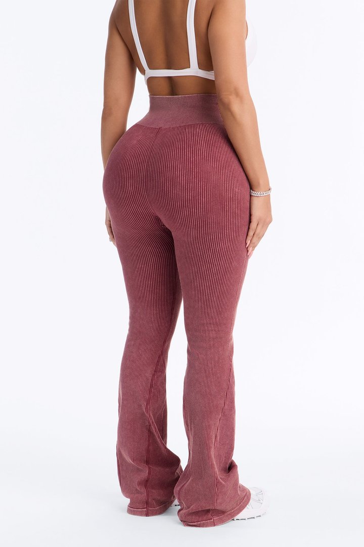Tall Mia Ribbed Seamless Flare Pant - Sangria
