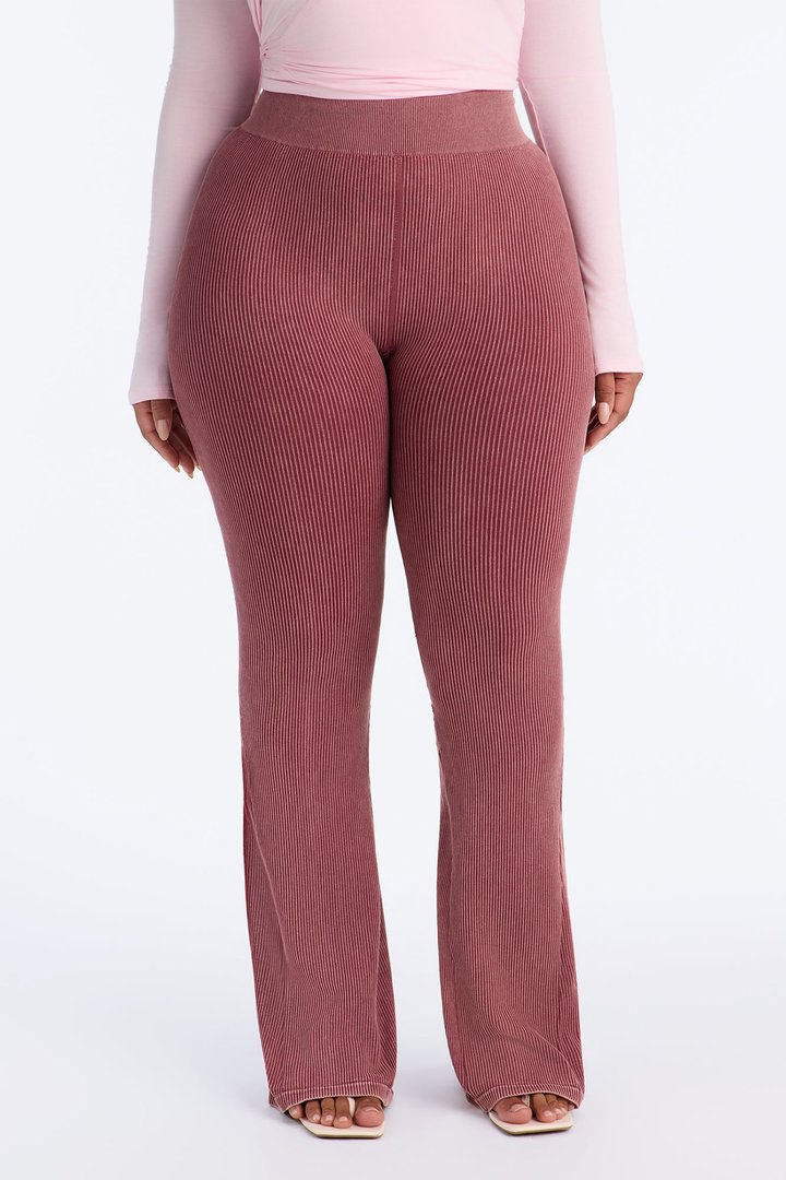 Tall Mia Ribbed Seamless Flare Pant - Sangria