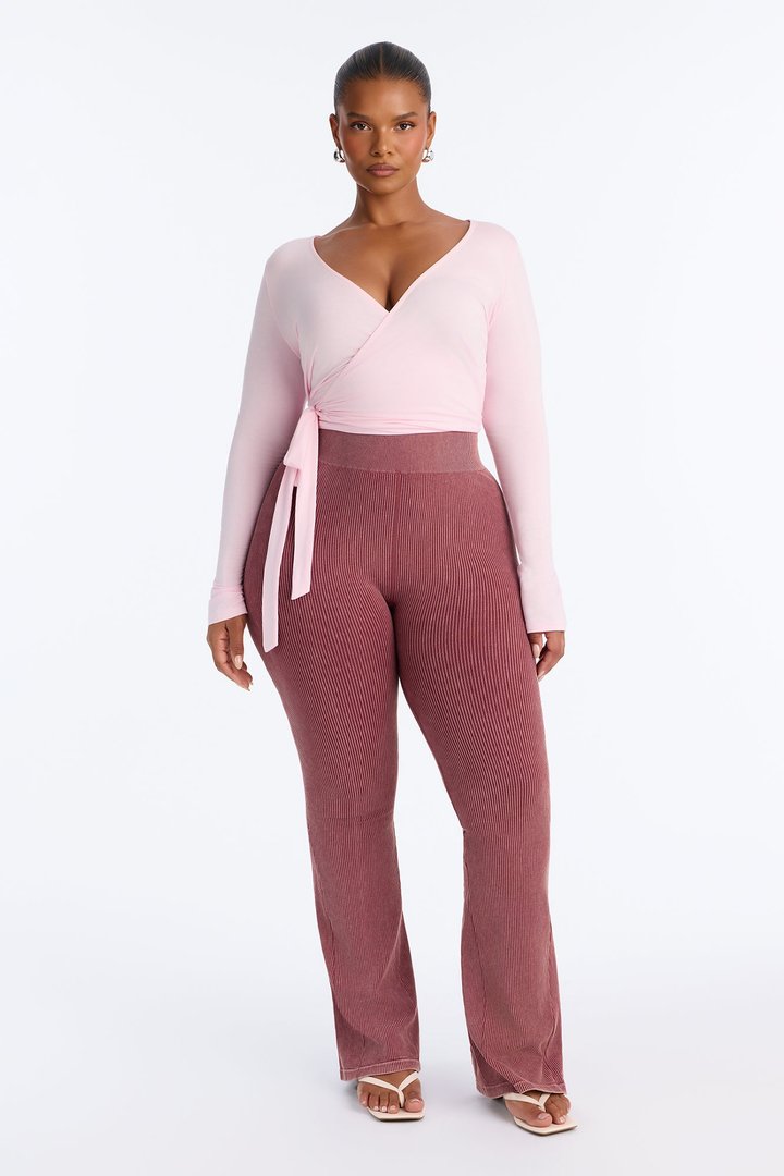 Tall Mia Ribbed Seamless Flare Pant - Sangria