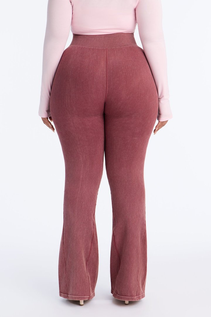 Tall Mia Ribbed Seamless Flare Pant - Sangria