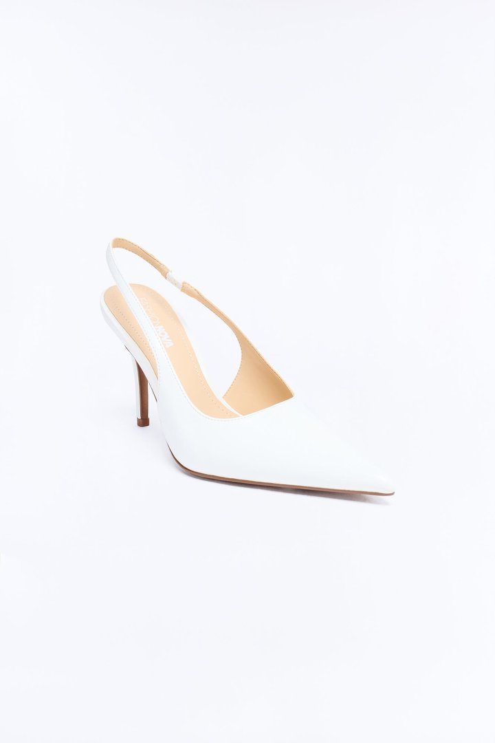 Alanis Patent Slingback Pumps - White