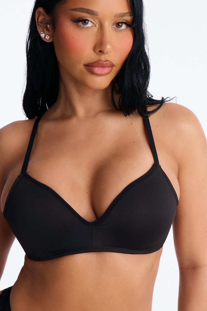 Perfect Fit Wireless Microfiber Soft Molded Cup Bra - Black
