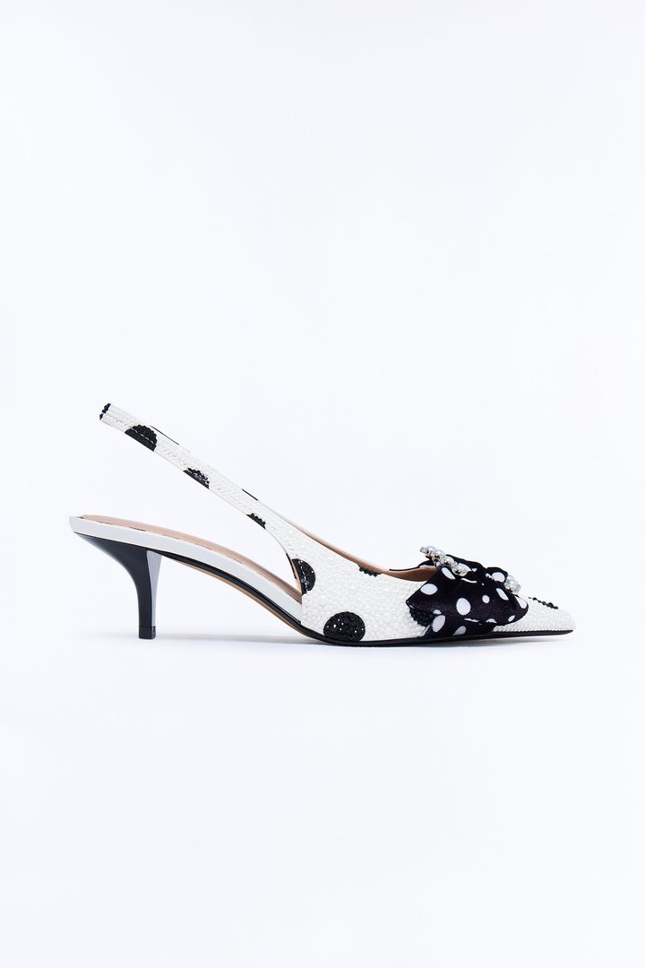Betsey Johnson Bryanna Pearl Polka Dot Slingback Pumps - White/Black