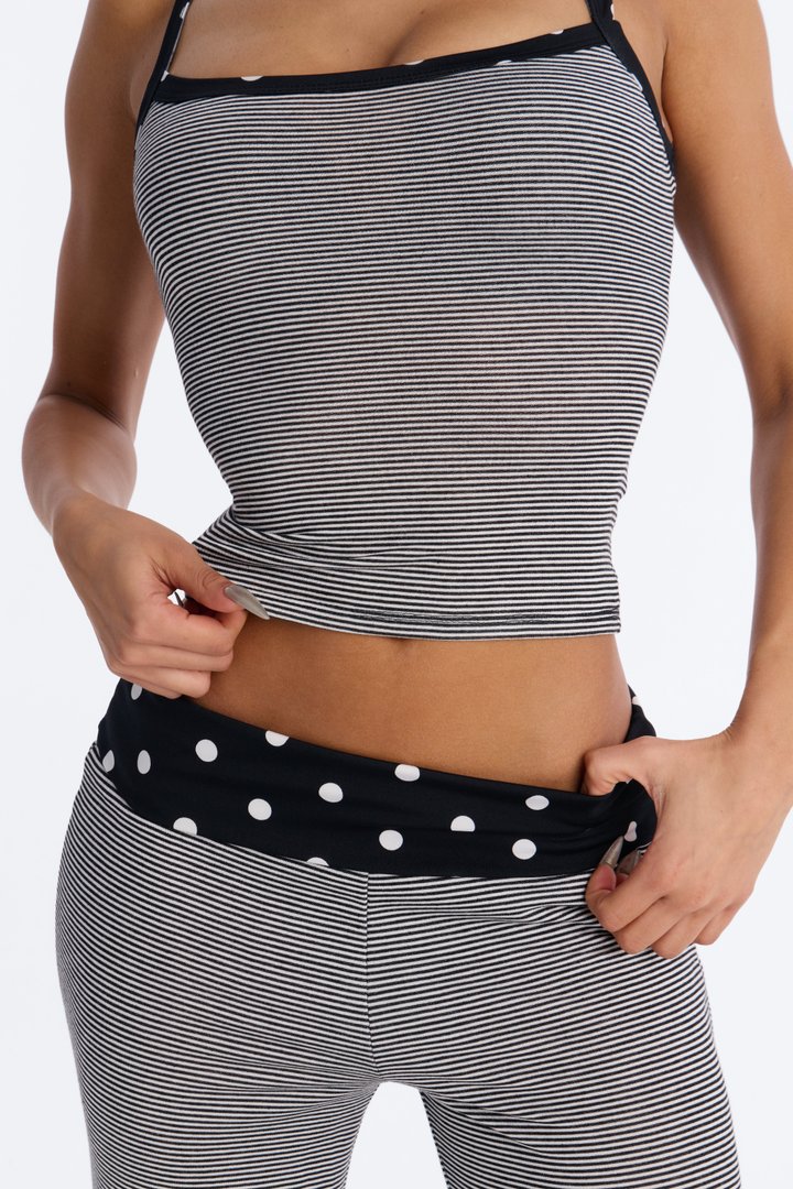 Line And Dot Pant Set - Black/White
