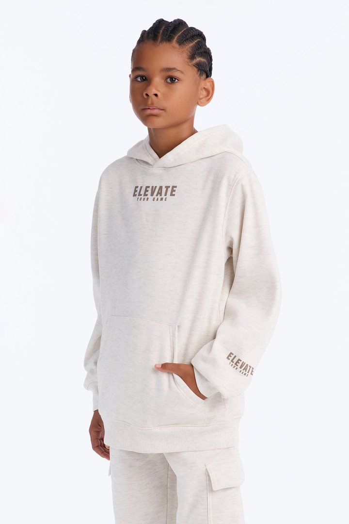 Mini Elevate Your Game Pullover Hoodie and Jogger Pant Set - Oatmeal