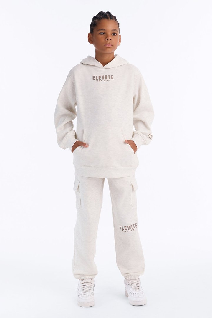 Mini Elevate Your Game Pullover Hoodie and Jogger Pant Set - Oatmeal