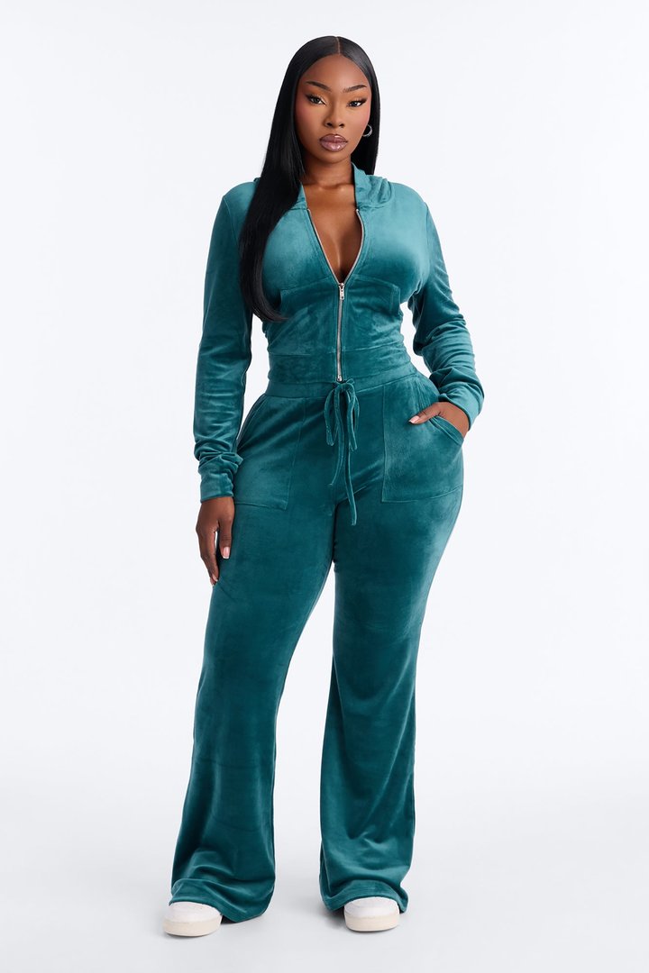 My Go To Velour Pant Set - Hunter