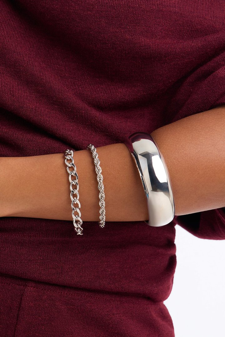 Leave It All Behind 3 Piece Bracelet Set - Silver