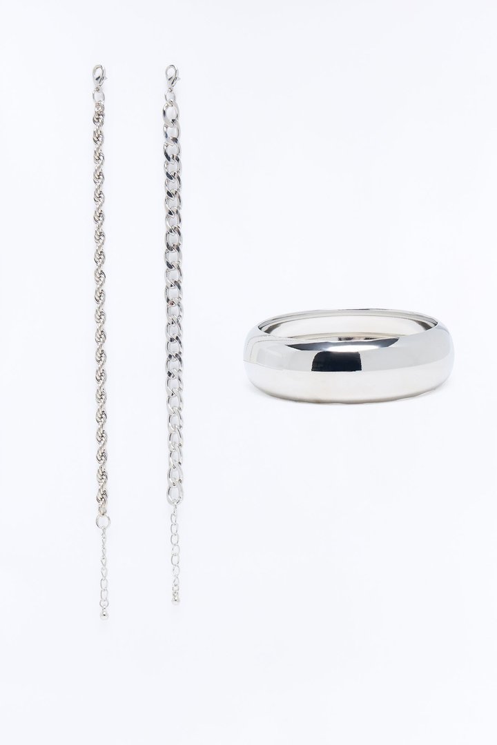 Leave It All Behind 3 Piece Bracelet Set - Silver