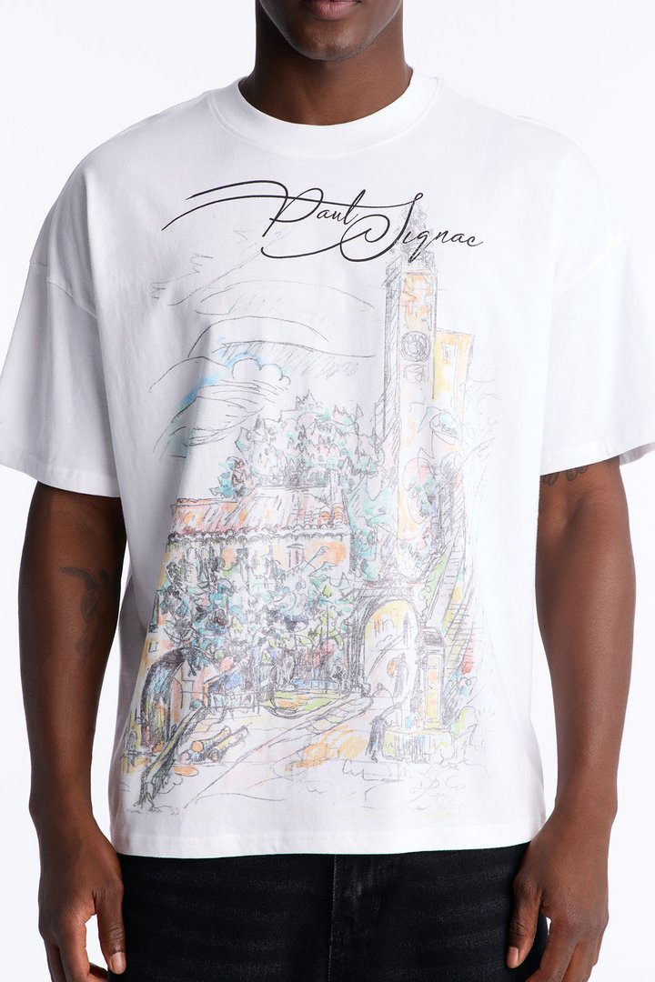 Paul Signac Landscape Sketch Short Sleeve Tee - White