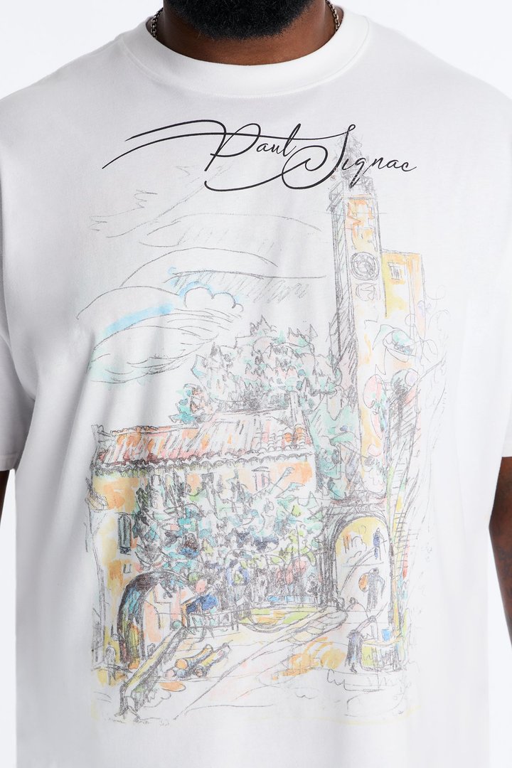 Paul Signac Landscape Sketch Short Sleeve Tee - White