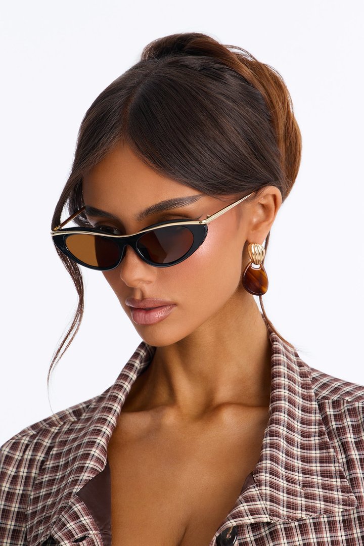 Catty Attitude Sunglasses - Black/Orange