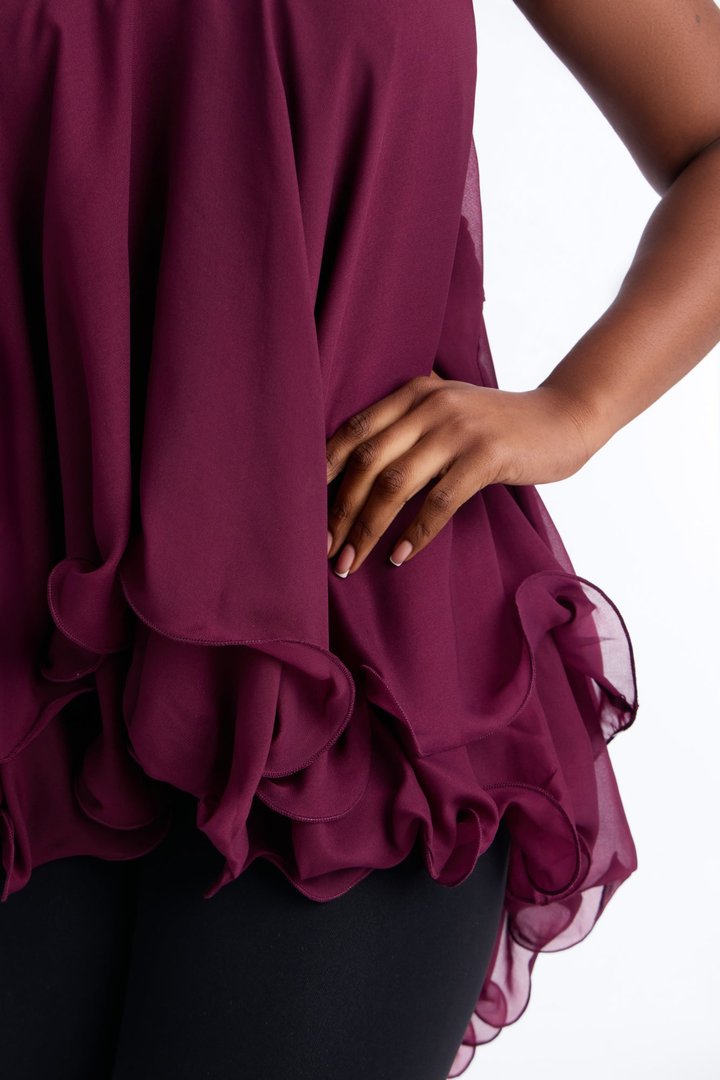 Nadia Ruffle Extreme Ruffle Cami Top - Burgundy