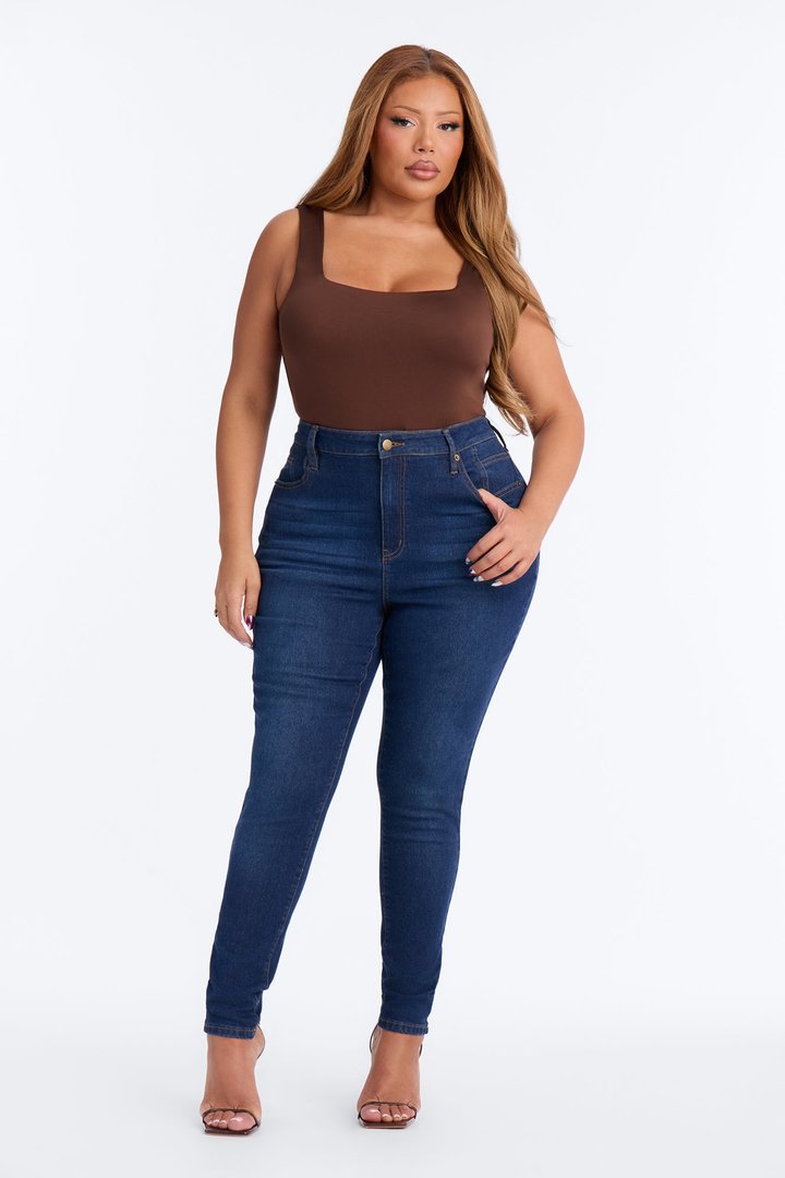 Back To Basic Double Lined Bodysuit - Chocolate