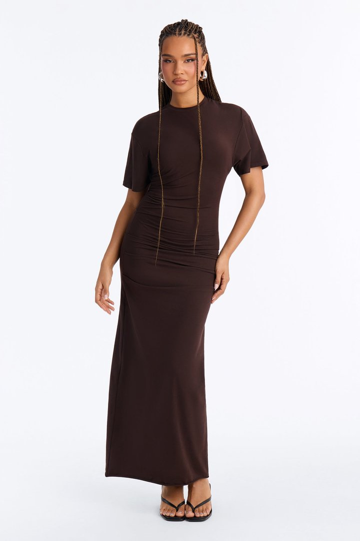Kensley Short Sleeve Maxi Dress - Chocolate